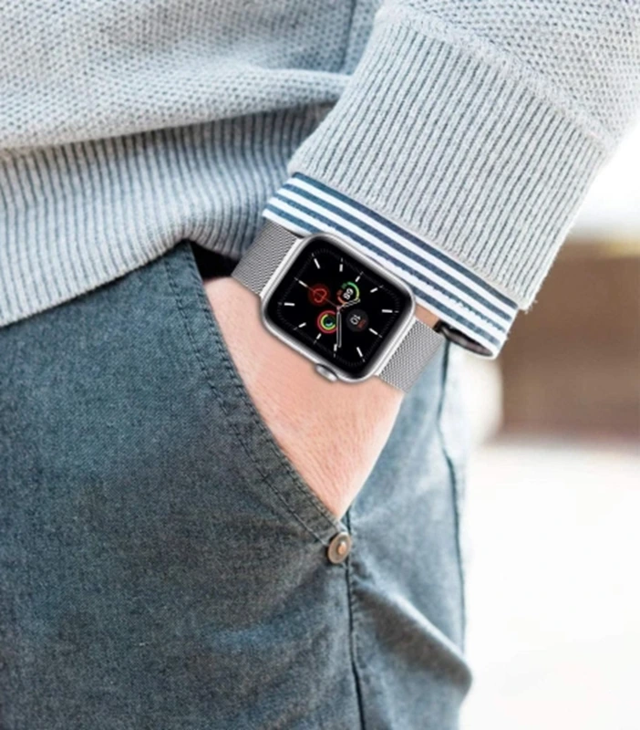 Techprotect Apple Watch 42 | 44 | 45 mm milanietiškas dirželis, sidabrinė